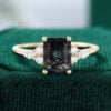 MollyjewelryUS Emerald cut Black Quartz Rutilated Engagement Ring