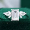 MollyjewelryUS White Gold 2 Carat Moissanite Emerald Cut Engagement Ring