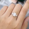 MollyjewelryUS Moissanite Emerald Cut Engagement Ring