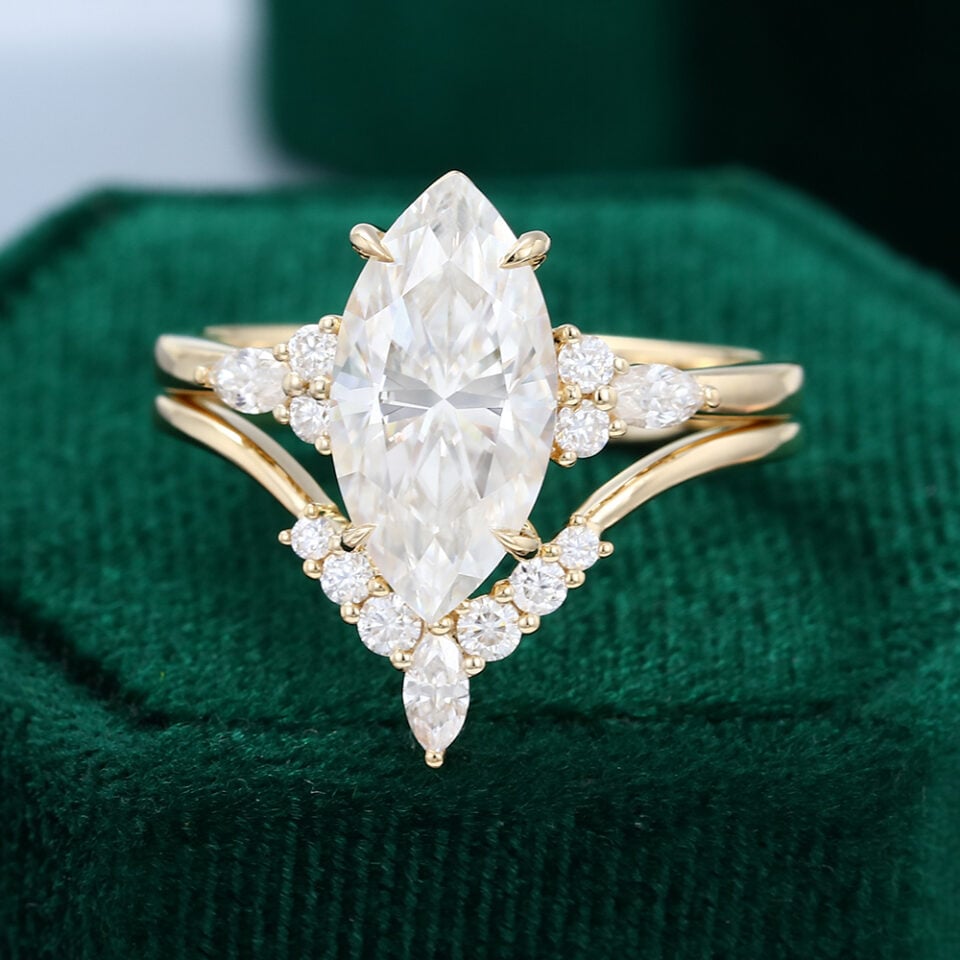 MollyjewelryUS Moissanite Gold Engagement Ring Set