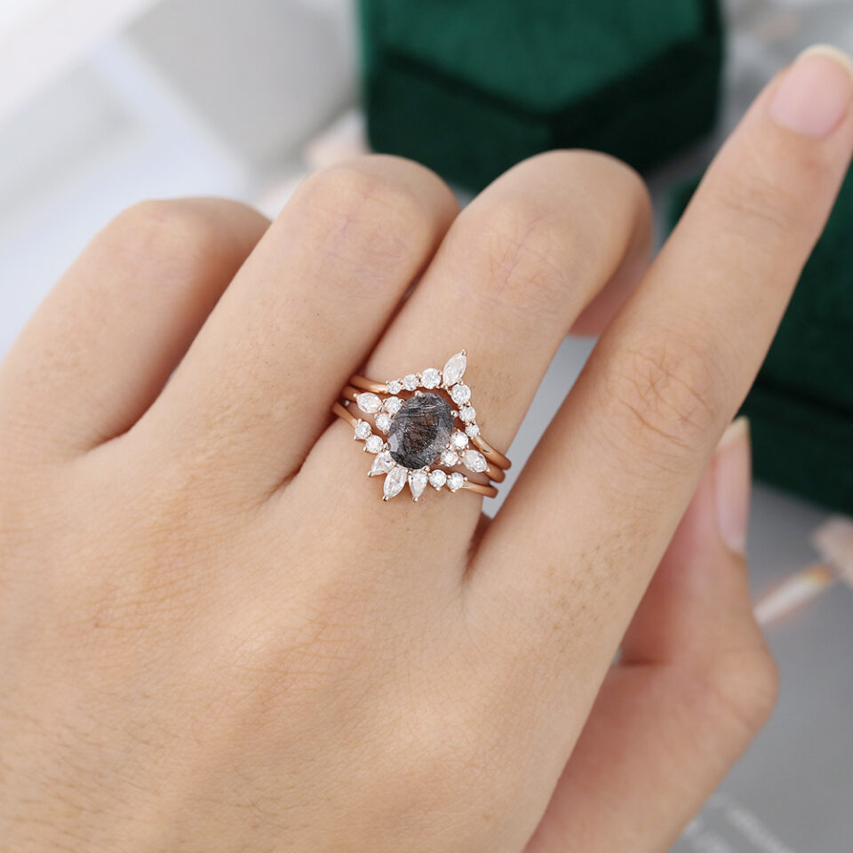 MollyjewelryUS Quartz Engagement Ring Set