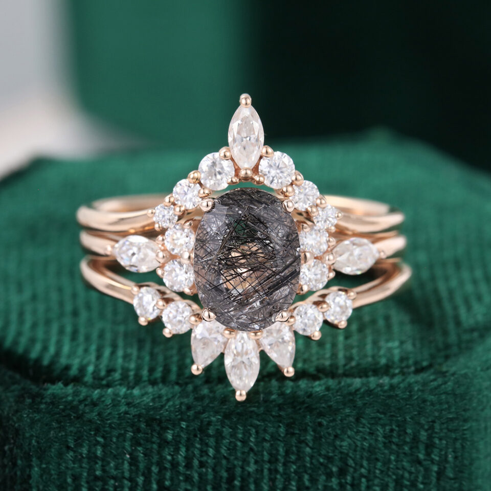 MollyjewelryUS Quartz Engagement Ring Set