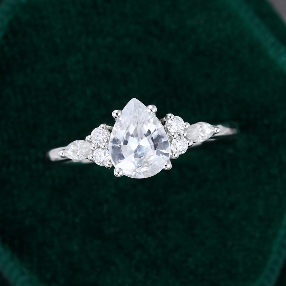 MollyjewelryUS White Sapphire Engagement Ring