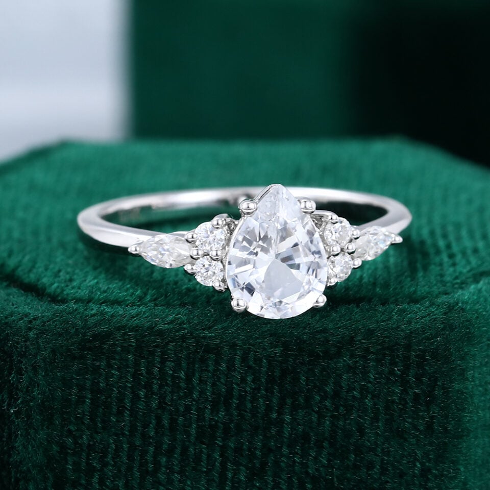 MollyjewelryUS White Sapphire Engagement Ring
