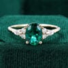 Oval Cut Emerald & Diamond Classic Cluster Engagement Ring (1)