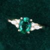 Oval Cut Emerald & Diamond Classic Cluster Engagement Ring (6)