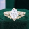 2CT Oval Cut Moissanite Bridal Ring Set 2PCS Nature Inspired Matching Ring Set