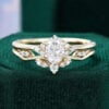 Oval Cut Moissanite Bridal Set Dainty Engagement Ring Set