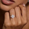Oval Cut Moissanite Engagement Ring with Marquise Cluster Accents (2)