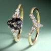 Pear Shaped Black Rutilated Quartz Classic Cluster Engagement Ring Set (4)