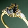 Pear Shaped Black Rutilated Quartz Classic Cluster Engagement Ring Set (5)