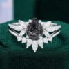 Pear Shaped Black Rutilated Quartz Marquise Cluster Bridal Ring Set (12)