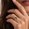 Pear Shaped Emerald Engagement Ring Set Vintage Bridal Set (1)