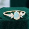 Petal Cluster Pear Shaped Opal Engagement Ring with Moissanite Accents (2)