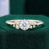 Half Carat Round Cut Moissanite Yellow Gold Cluster Engagement Ring
