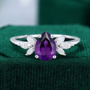 Unique Pear Shaped Amethyst Engagement Ring