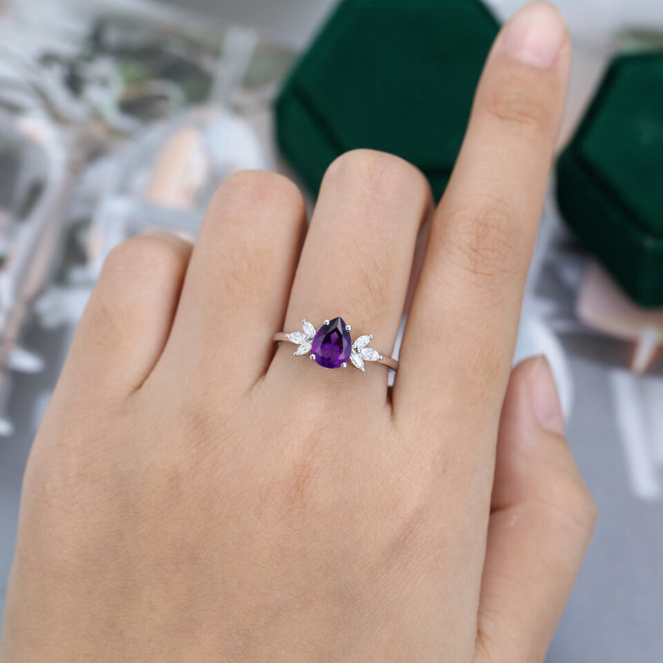 Unique Pear Shaped Amethyst Engagement Ring (2)