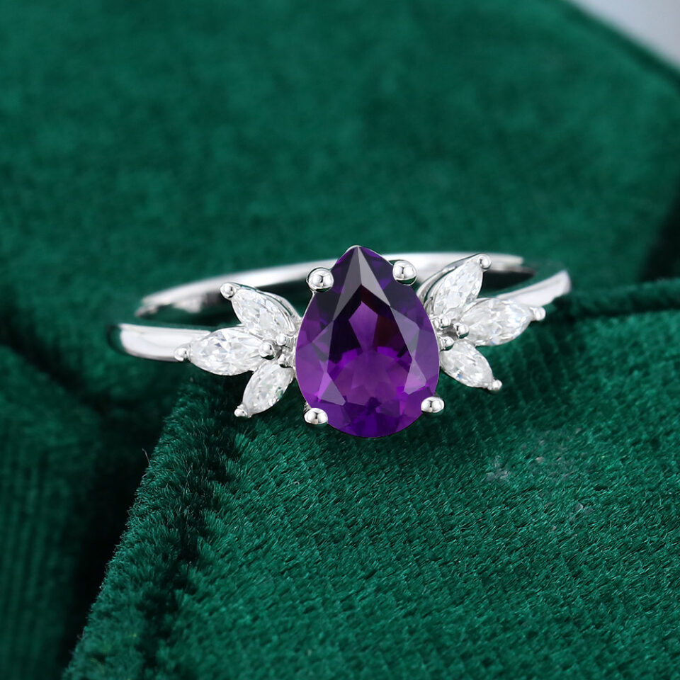 Unique Pear Shaped Amethyst Engagement Ring (3)