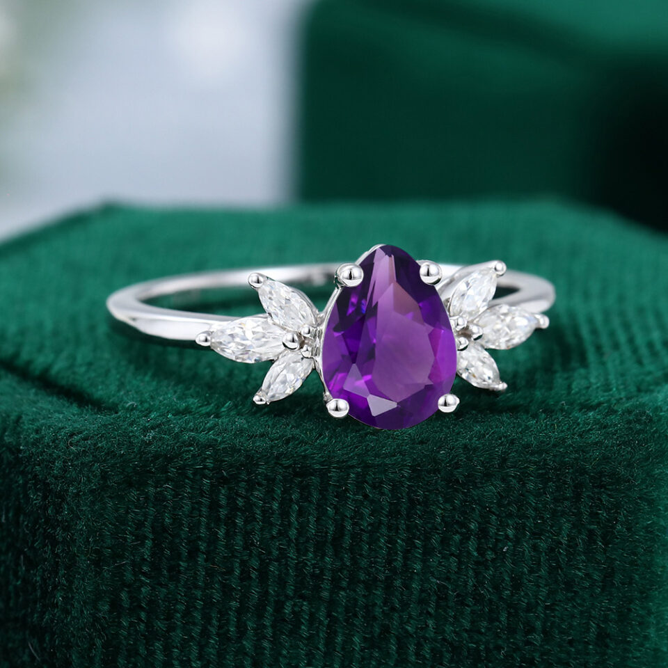 Unique Pear Shaped Amethyst Engagement Ring (4)