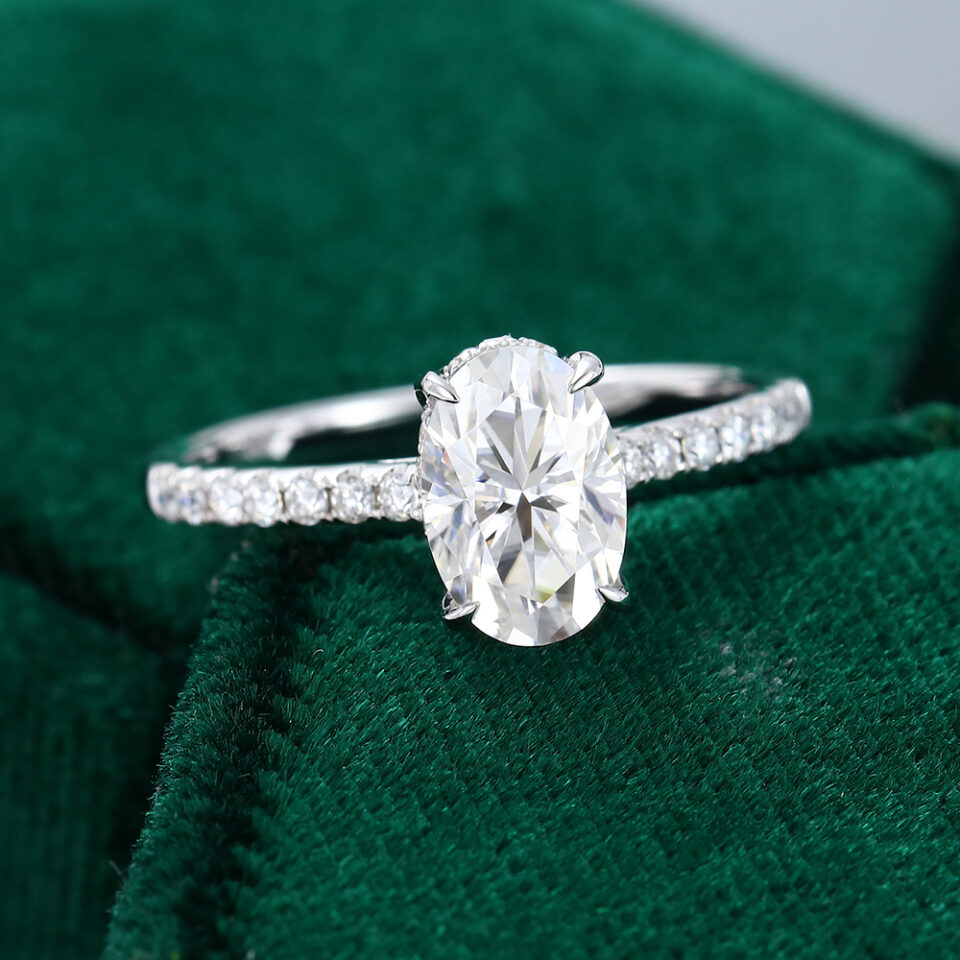 White Gold Oval cut 69mm Moissanite Engagement ring