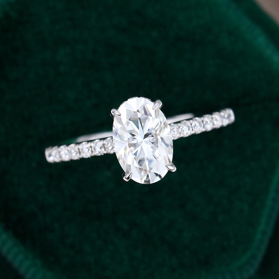 White Gold Oval cut 69mm Moissanite Engagement ring