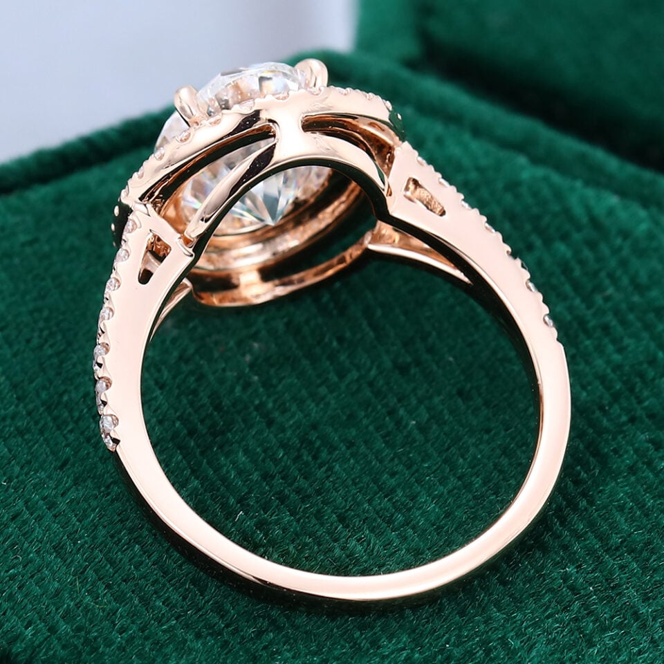 MOLLYJEWELRY 69mm Oval cut Moissanite Halo Engagement Ring