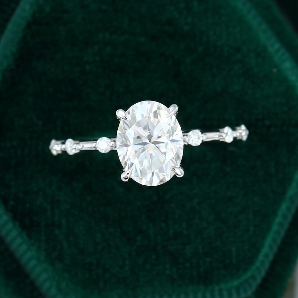 MOLLYJEWELRY 79mm Oval cut Moissanite White Gold Engagement Ring