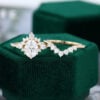 mollyjewelry-gold-Oval Moissanite Cluster engagement ring set