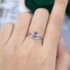 2PCS Oval Silver Alexandrite Bridal Ring Set for Her