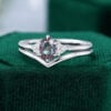 2PCS Alexandrite Silver Bridal Ring Set Promise Gift for Her