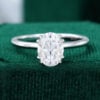 MOLLYJEWELRY Oval Moissanite White Gold Double Claw Engagement Ring