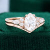 MOLLYJEWELRY Rose gold Pear shaped Moissanite Wedding Set