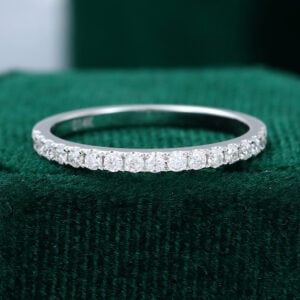 MOLLYJEWELRY White Gold Moissanite Half Eternity Wedding Band