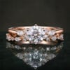 Round Cut Moissanite Engagement Ring Set Unique Bridal Set (1)