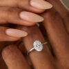 White Gold Oval Moissanite Double Claw Prong Solitaire Engagement Ring (3)