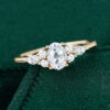 0.5CT Oval Cut Moissanite Engagement Ring with Cluster Side Stones Promise Ring