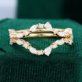 Moissanite Yellow Gold Curved Stacking Wedding Band Set