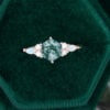 MollyJewelryUS Rose Gold Hexagon Cut Moss Agate Engagement ring