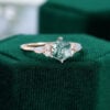MollyJewelryUS Rose Gold Hexagon Cut Moss Agate Engagement ring