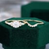 MollyJewelryUS Round cut 14k Yellow Gold Moissanite Ring Sets