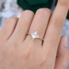MollyJewelryUS Vintage Yellow Gold Oval Cut 5x7mm White Sapphire Engagement ring