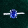 Double Claw Oval Sapphire Solitaire Engagement Ring White Gold