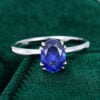 Double Claw Sapphire Solitaire Ring in White Gold
