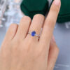 Oval Sapphire Solitaire Ring Double Claws in White Gold