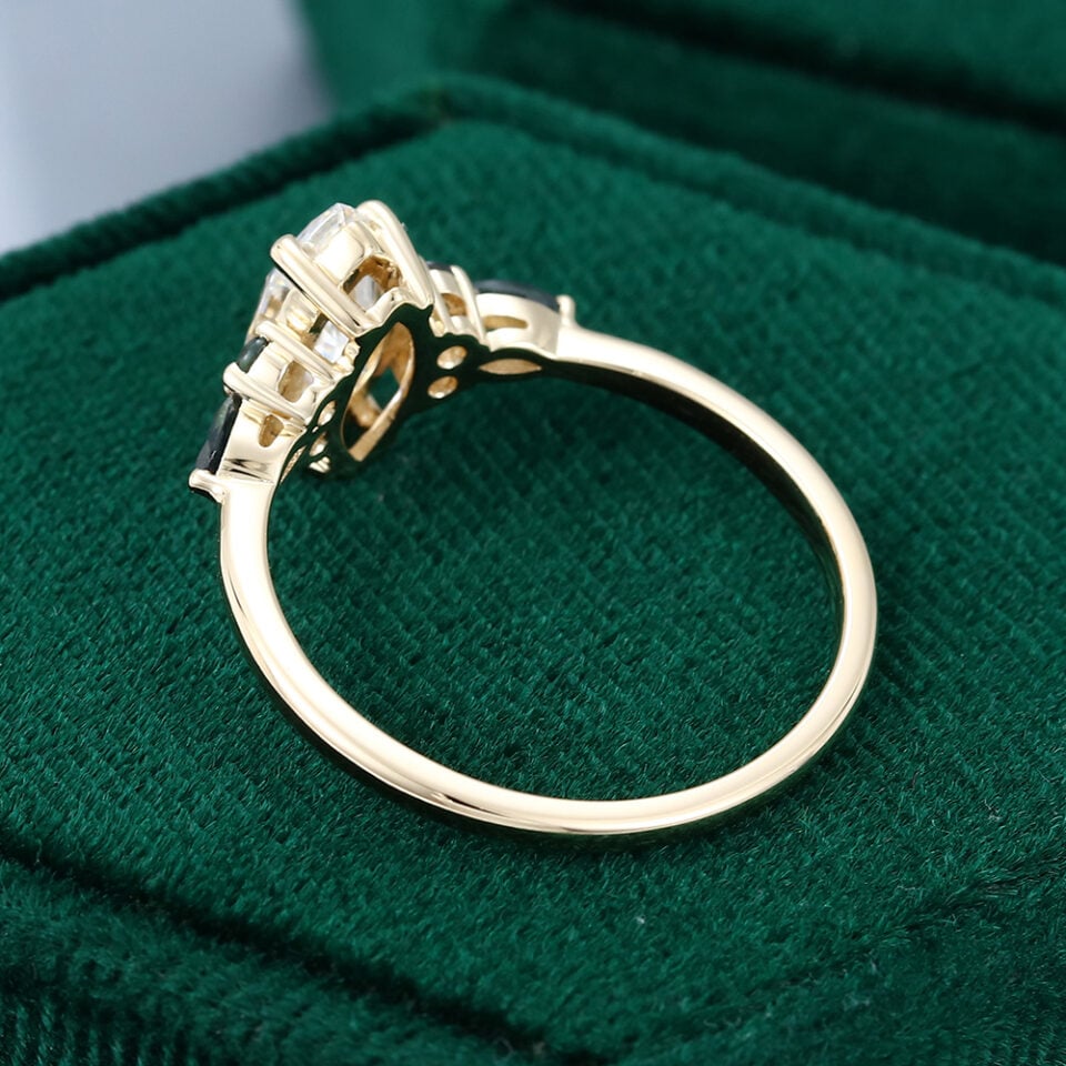 MollyJewelryUS Yellow Gold Marquise Cut Moissanite Engagement Rings