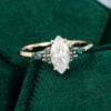 MollyJewelryUS Yellow Gold Marquise Cut Moissanite Engagement Rings