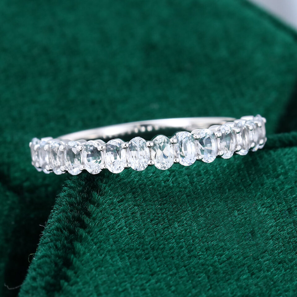 MollyjewelryUS Moissanite White Gold Wedding Band