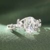 Oval Cut Moissanite Engagement Ring Marquise Accented Leaf Ring (1)
