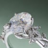 Oval Cut Moissanite Engagement Ring Marquise Accented Leaf Ring