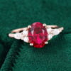 Oval cut Ruby Engagement ring Rose Gold